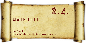 Uhrik Lili névjegykártya